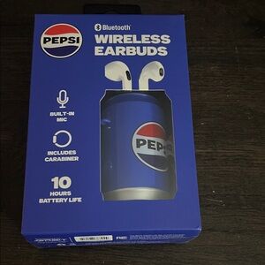 Pepsi Blue Wireless Earbuds with Logo Charging Case